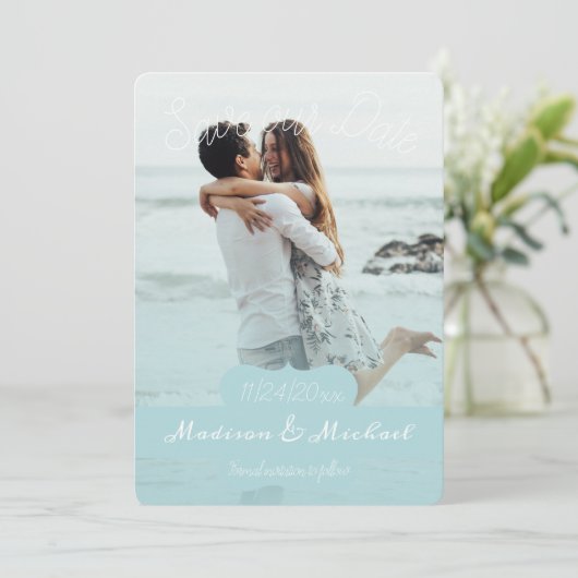 Zachte Blauwgroen banner foto slaat de datum-aanko Kaart (Staand voorkant)