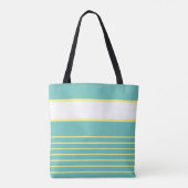 Zachte Blauwgroen en gele strepen Tote Bag (Achterkant)
