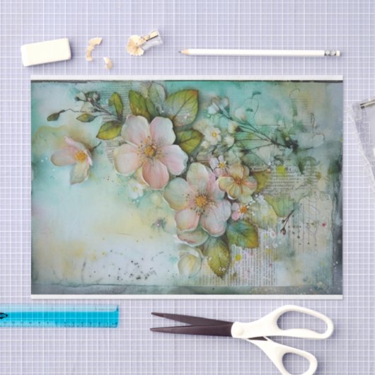 Zachte Blauwgroen gemengde media Tissuepapier (Craft)