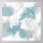 Zachte Blauwgroen grijze en witte Abstracte pensee Poster (Voorkant)