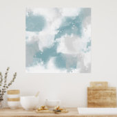 Zachte Blauwgroen grijze en witte Abstracte pensee Poster (Keuken)