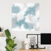 Zachte Blauwgroen grijze en witte Abstracte pensee Poster (Thuiskantoor)