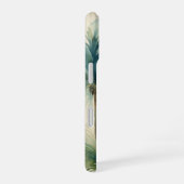 Zachte Blauwgroen groene palmbomen Waterverven iPhone 16 Hoesje (Rechterkant)