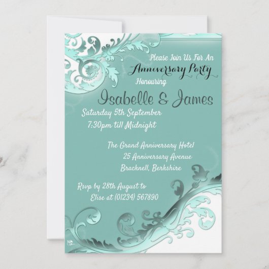 Zachte Blauwgroen Jubilea voor bruiloft Kaart (Voorkant)