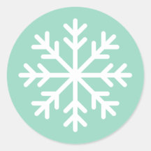 Zachte Blauwgroen Ronde Sneeuwvlok Sticker