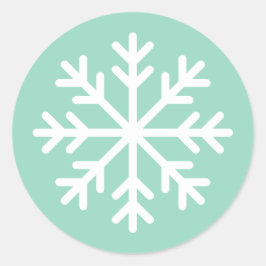 Zachte Blauwgroen Ronde Sneeuwvlok Sticker