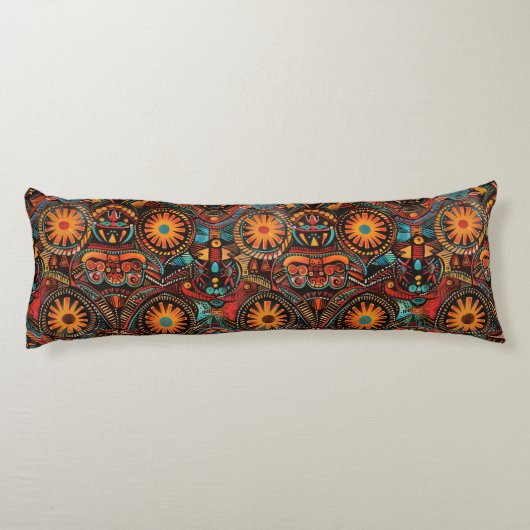 Zachte Blauwgroen "tijdloze voorouderlijke afdruk" Lichaamskussen (Achterkant)