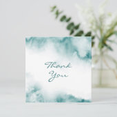 Zachte Blauwgroen Waterverf Abstract Lijst Bedankkaart (Staand voorkant)