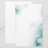 Zachte Blauwgroen Waterverf Abstract Lijst Briefpapier (Voorkant / Achterkant)
