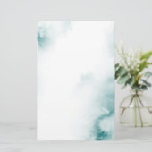 Zachte Blauwgroen Waterverf Abstract Lijst Briefpapier (Staand voorkant)