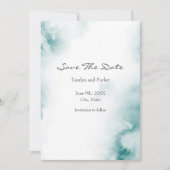 Zachte Blauwgroen Waterverf Abstract Lijst Save The Date (Voorkant)
