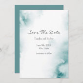 Zachte Blauwgroen Waterverf Abstract Lijst Save The Date (Voorkant / Achterkant)