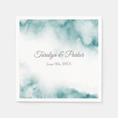 Zachte Blauwgroen Waterverf Abstract Lijst Servet (Voorkant)