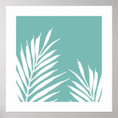 Zachte Blauwgroen witte palmbladeren Poster (Voorkant)