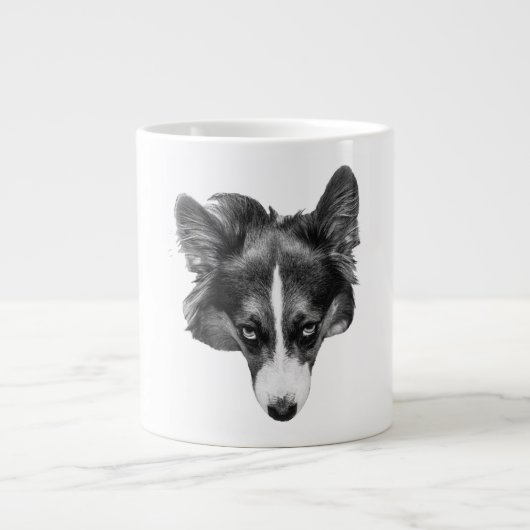 zachte blik corgi kalm grote koffiekop (Voorkant)