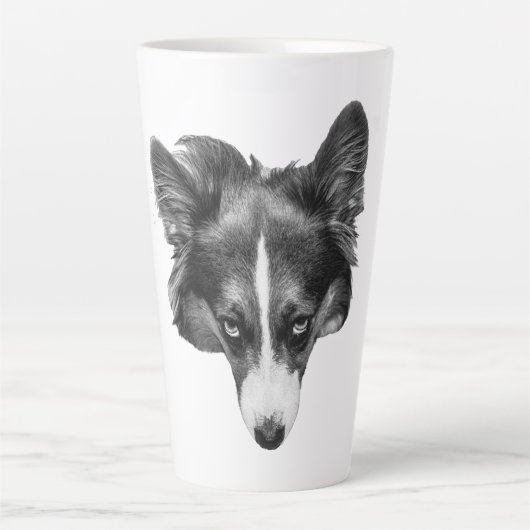 zachte blik corgi kalm latte mok (Voorkant)