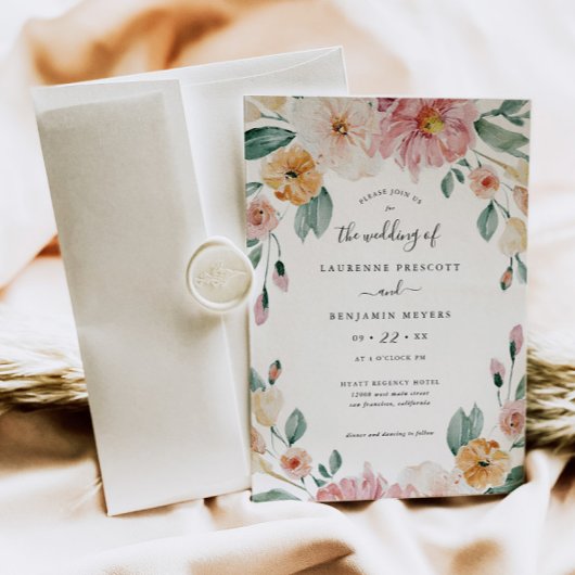 Zachte Bloei Bloemige Uitnodiging Trouw Aankondigi
