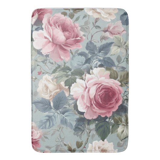 Zachte bloei Open Rozen Waterverf Badmat (Voorkant Verticaal)