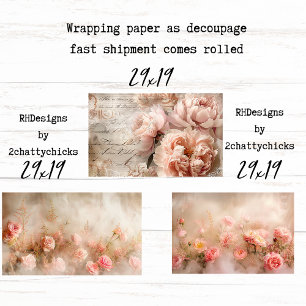 Zachte Bloei Perzik Franse Inpak Decoupage Papiere Inpakpapier Vel