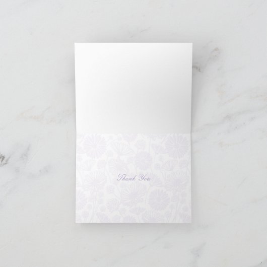 Zachte bloei (wit | Lavendel) Bedankkaart (Binnen)