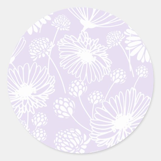 Zachte bloei (wit | Lavendel) Ronde Sticker (Voorkant)