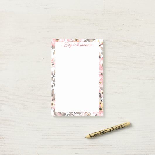 Zachte bloem post-it® notes (Op bureau)