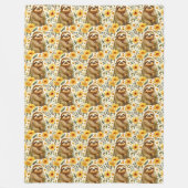 Zachte Bloem Sloth Patroon Fleece Deken (Voorkant)