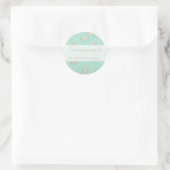 Zachte bloemblaadjes Peach & Aqua Ronde Sticker (Tas)