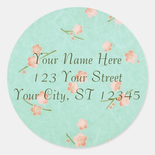 Zachte bloemblaadjes Peach & Aqua Ronde Sticker (Voorkant)