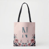 Zachte bloemblad monogram tote bag (Voorkant)