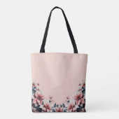 Zachte bloemblad monogram tote bag (Achterkant)