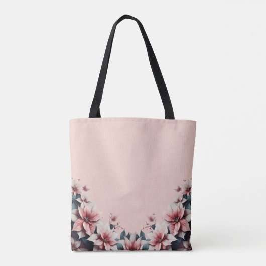 Zachte bloemblad monogram tote bag (Achterkant)