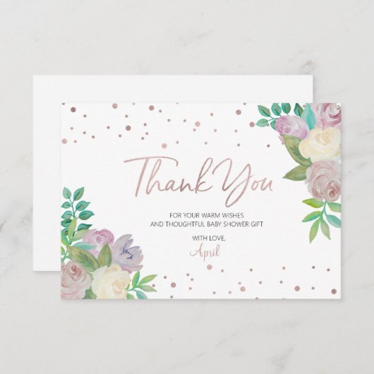 Zachte Bloemen Baby Strooi Baby shower Dank u Aankondiging (Voorkant / Achterkant)