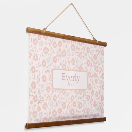  Zachte Bloemen Custom Baby Naam Art Hangend Wandkleed (Gebogen)