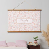  Zachte Bloemen Custom Baby Naam Art Hangend Wandkleed (Slaapkamer)
