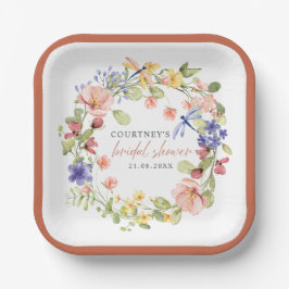 Zachte bloemen Dragonflies Romantisch Vrijgezellen Papieren Bordje