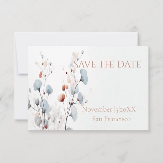 Zachte bloemen elegante bewaar de datum save the date (Voorkant)