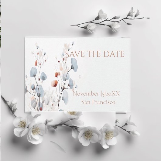 Zachte bloemen elegante bewaar de datum save the date