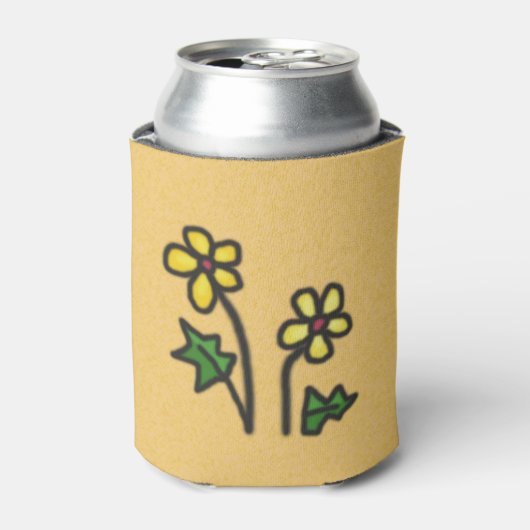 Zachte bloemen geel blikjeskoeler (Blikje Voorkant)