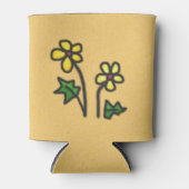 Zachte bloemen geel blikjeskoeler (Voorkant)