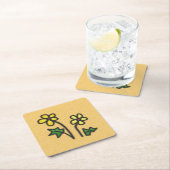 Zachte bloemen geel kartonnen onderzetters (Insitu)