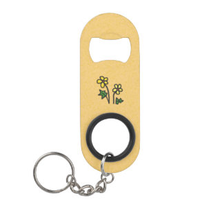 Zachte bloemen Geel Sleutelhanger Flessenopener