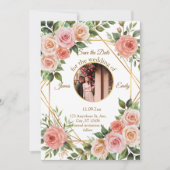 Zachte Bloemen Geometrische Lijst Wedding Save the Save The Date (Voorkant)