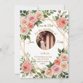 Zachte Bloemen Geometrische Lijst Wedding Save the Save The Date