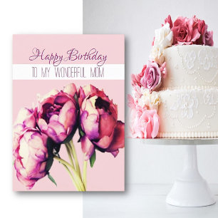 Zachte bloemen Happy Birthday Mom Wenskaart Kaart