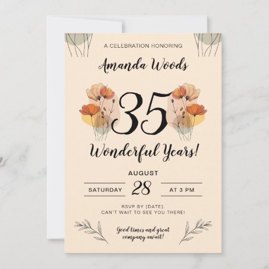 Zachte Bloemen Jubileum Feest Kaart (Voorkant)