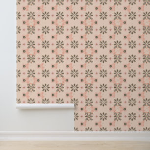 Zachte Bloemen Kaleidoscoop Patroonontwerp Behang