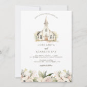 Zachte Bloemen &  Kerkkapel Huwelijk Kaart (Voorkant)