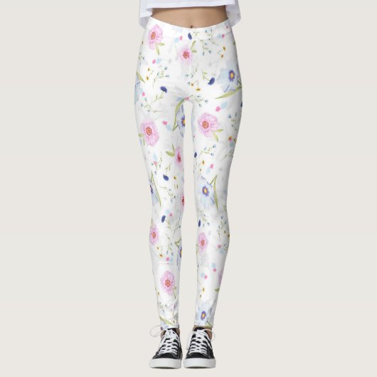 Zachte bloemen | Leggings voor aangepaste Mode (Voorkant)