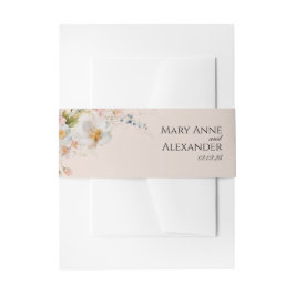 Zachte Bloemen Lente Trouwbuik Band Wrap Uitnodigingen Wikkel